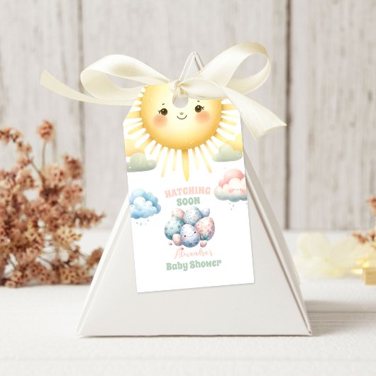 Whimsical Pastel Hatching Soon Dino Baby shower Cadeaulabel