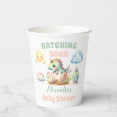 Whimsical Pastel Hatching Soon Dino Baby shower Papieren Bekers (Achterkant)