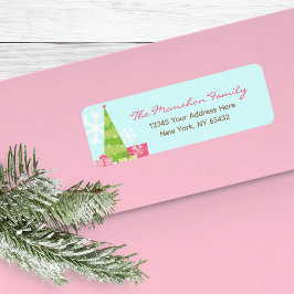Whimsical Pastel Holiday Kaart Retour Adres Label