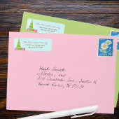 Whimsical Pastel Holiday Kaart Retour Adres Label