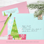 Whimsical Pastel Holiday Kaart Retour Adres Label