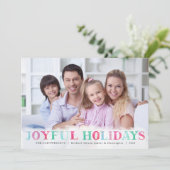 Whimsical Pastel JOYFUL FEESTDAGEN Een foto Feestdagenkaart (Staand voorkant)