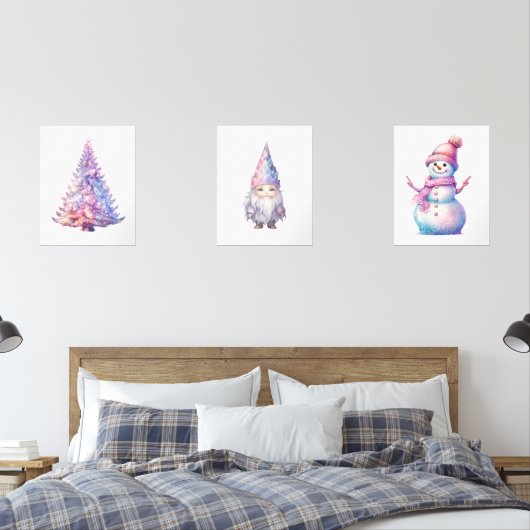 Whimsical Pastel Kerstmis Print Set (Slaapkamer)