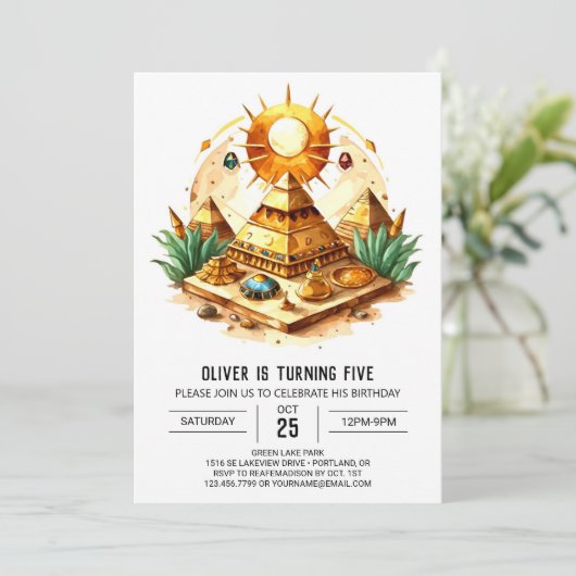 Whimsical Pastel Kinder Piramides Verjaardag Kaart (Staand voorkant)