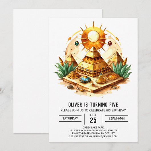 Whimsical Pastel Kinder Piramides Verjaardag Kaart (Voorkant / Achterkant)