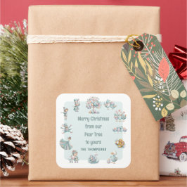 Whimsical Pastel Kleuren 12 Dagen van Kerstmis Vierkante Sticker