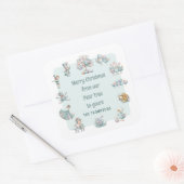 Whimsical Pastel Kleuren 12 Dagen van Kerstmis Vierkante Sticker (Envelop)