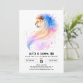 Whimsical Pastel Lion Verjaardag Kaart (Staand voorkant)