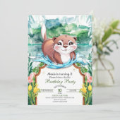 Whimsical Pastel Otter Verjaardag Kaart (Staand voorkant)