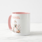 Whimsical Pastel Pink Ghost Pumpkin Halloween Mok (Voorkant links)