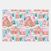 Whimsical Pastel Pink Gingerbread Village, Inpakpapier Vel (Voorkant)