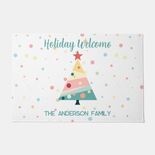 Whimsical Pastel Polka Dot Christmas Deurmat (Voorkant)