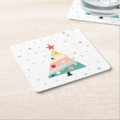 Whimsical Pastel Polka Dot Christmas Onderzetter (Schuin)
