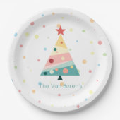 Whimsical Pastel Polka Dot Christmas Papieren Bordje (Voorkant)