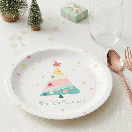 Whimsical Pastel Polka Dot Christmas Papieren Bordje