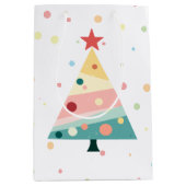 Whimsical Pastel Polka Dot Christmas Tree Medium Cadeauzakje (Voorkant)