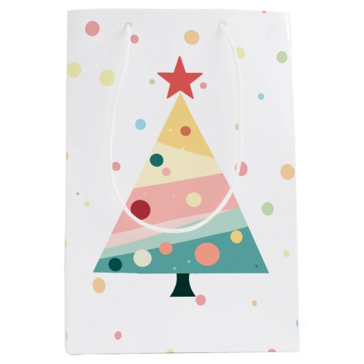 Whimsical Pastel Polka Dot Christmas Tree Medium Cadeauzakje (Voorkant)