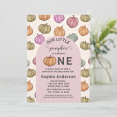 Whimsical Pastel Pompoen Eerste Verjaardagsfeest Kaart (Staand voorkant)