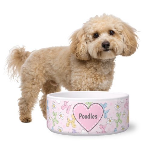 Whimsical Pastel Poodle Personalized Pet Bowl Voerbakje