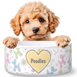 Whimsical Pastel Poodle Personalized Pet Bowl Voerbakje