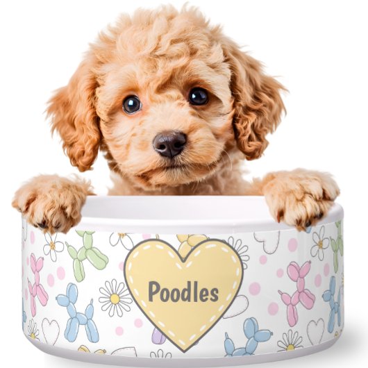 Whimsical Pastel Poodle Personalized Pet Bowl Voerbakje