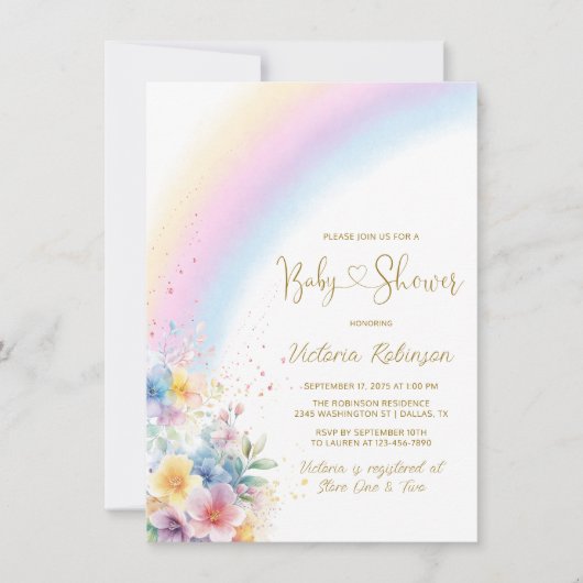 Whimsical Pastel Rainbow Baby shower Kaart (Voorkant)