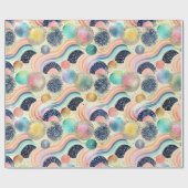 Whimsical Pastel Rainbow Waves & Glitter Abstract Cadeaupapier (Vlak)