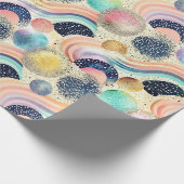 Whimsical Pastel Rainbow Waves & Glitter Abstract Cadeaupapier (Hoek)