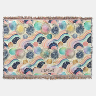Whimsical Pastel Rainbow Waves & Glitter Abstract Deken