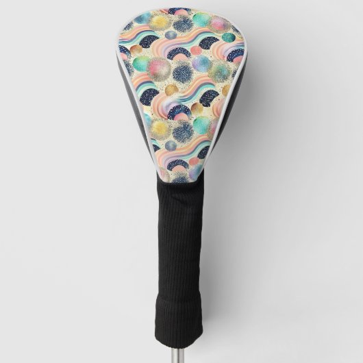 Whimsical Pastel Rainbow Waves & Glitter Abstract Golfheadcover (Voorkant)