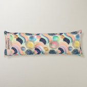 Whimsical Pastel Rainbow Waves & Glitter Abstract Lichaamskussen (Achterkant)