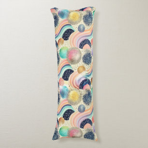 Whimsical Pastel Rainbow Waves & Glitter Abstract Lichaamskussen