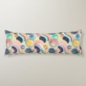 Whimsical Pastel Rainbow Waves & Glitter Abstract Lichaamskussen (Voorkant)