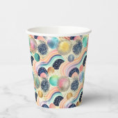 Whimsical Pastel Rainbow Waves & Glitter Abstract Papieren Bekers (Links)