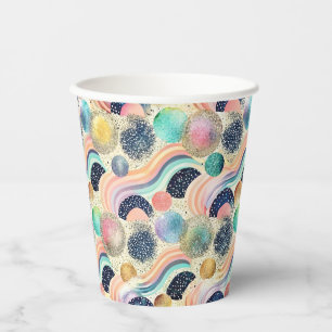 Whimsical Pastel Rainbow Waves & Glitter Abstract Papieren Bekers