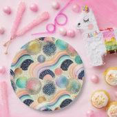 Whimsical Pastel Rainbow Waves & Glitter Abstract Papieren Bordje (Feest)