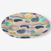 Whimsical Pastel Rainbow Waves & Glitter Abstract Papieren Bordje (Gekanteld)