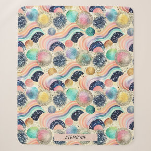 Whimsical Pastel Rainbow Waves & Glitter Abstract Sherpa Deken