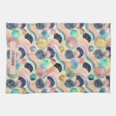 Whimsical Pastel Rainbow Waves & Glitter Abstract Theedoek (Horizontaal)