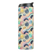 Whimsical Pastel Rainbow Waves & Glitter Abstract Thermosbeker (Gedraaid links)