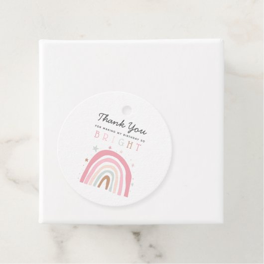 Whimsical Pastel Regenboog Zo Heldere Verjaardag Bedankjes Labels (In situ)
