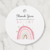 Whimsical Pastel Regenboog Zo Heldere Verjaardag Bedankjes Labels (Voorkant)