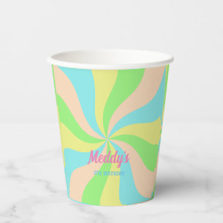 Whimsical pastel retro kind gewoonte papieren bekers