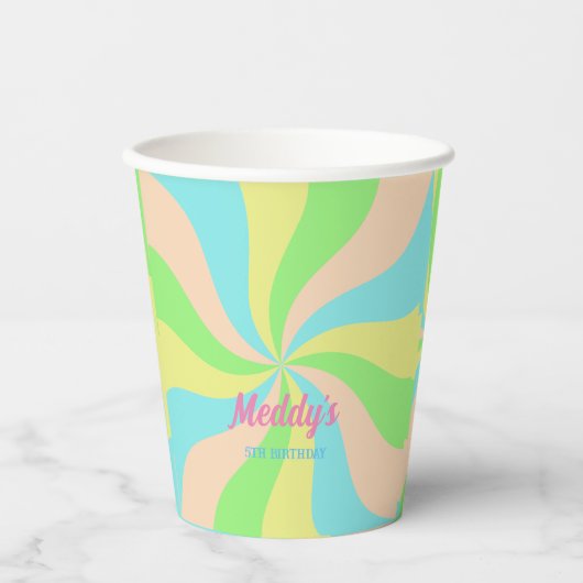 Whimsical pastel retro kind gewoonte papieren bekers (Voorkant)