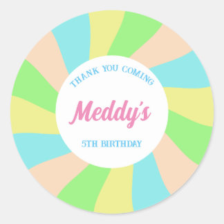 Whimsical pastel retro kind gewoonte ronde sticker