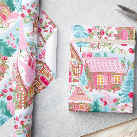 Whimsical Pastel Roze Gingerbread Dream Christmas Cadeaupapier