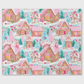 Whimsical Pastel Roze Gingerbread Dream Christmas Cadeaupapier (Vlak)