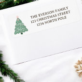 Whimsical pastel roze groen vrolijke kerstboom etiket