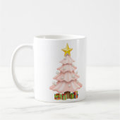 Whimsical Pastel Roze kerstboom met doos cadeau Koffiemok (Links)
