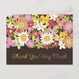 Whimsical Pastel Roze Lente Bloemen Tuin Chique Briefkaart